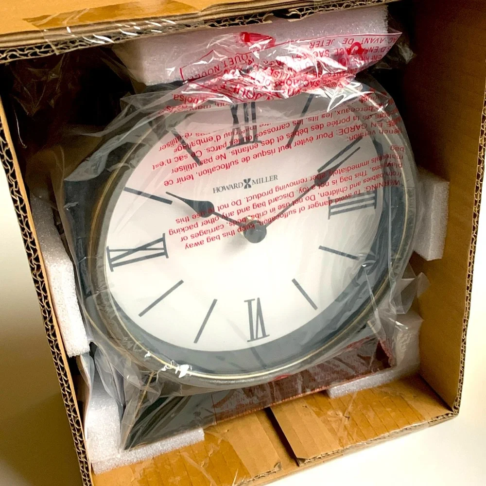 NIB HOWARD MILLER Clock Classic Standing Desk Table Roman Numerals